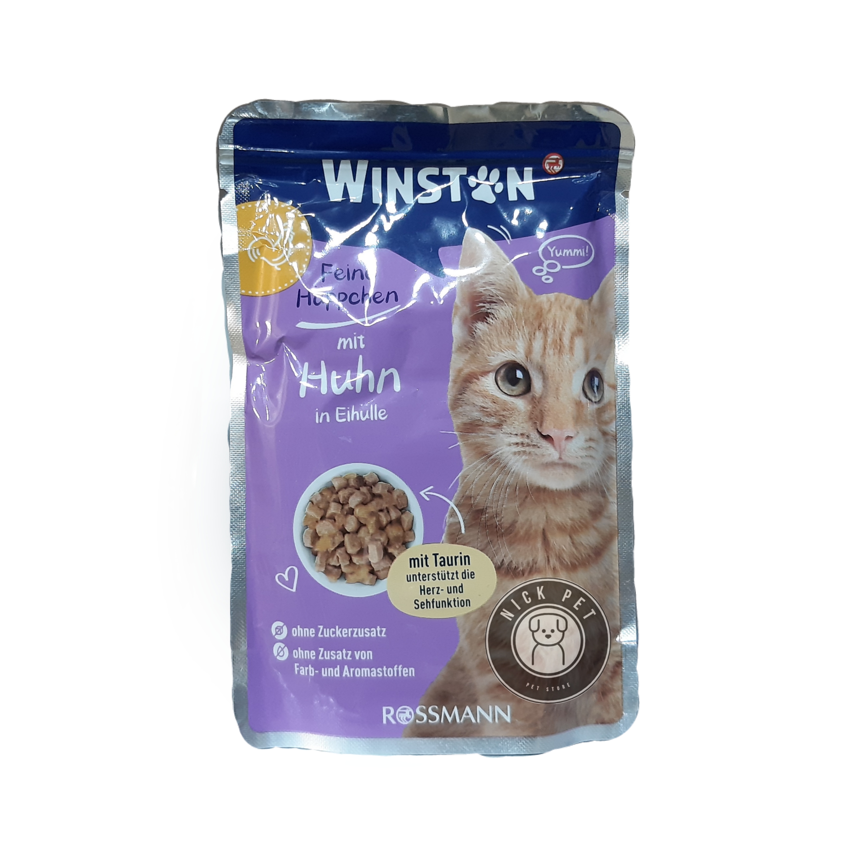 خرید اینترنتی و آنلاین پوچ گربه وینستون با طعم مرغ و تخم مرغ winston chicken in egg shell وزن ۱۰۰ گرم